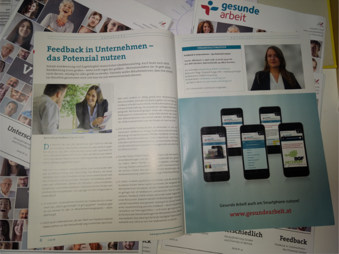 Feedback-Artikel in “Gesunde Arbeit” Feedback-Artikel in “Gesunde Arbeit”